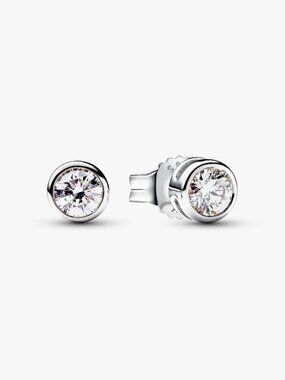 Pandora Era Bezel Sterling Silver Lab-grown Diamond Earrings